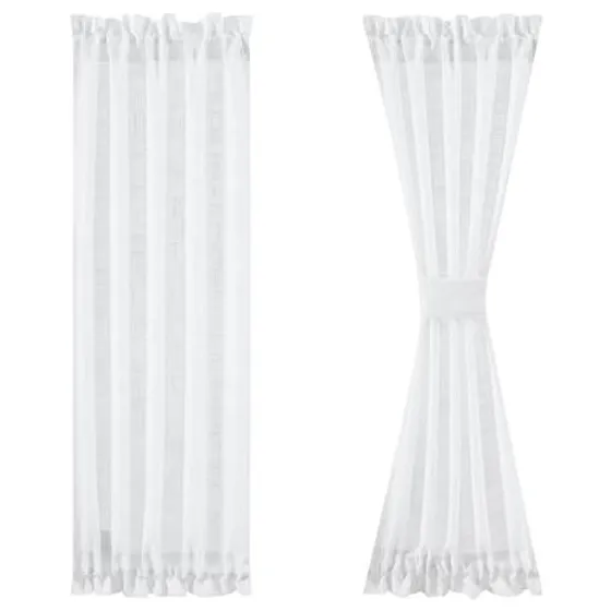 FMFUNCTEX Linen French Door Curtains — White