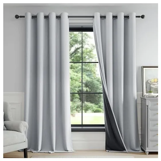 FMFUNCTEX 100% Blackout Curtains — Light grey, Grommet