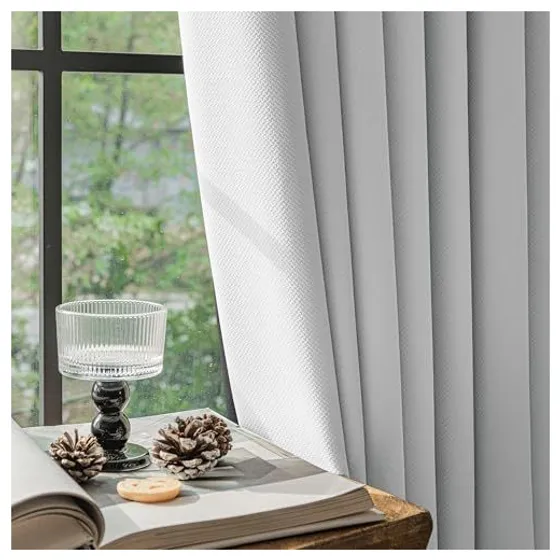 FMFUNCTEX 100% Blackout Curtains — White, Rod pocket