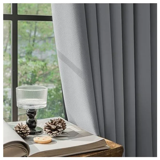 FMFUNCTEX 100% Blackout Curtains — Dark grey, Rod pocket