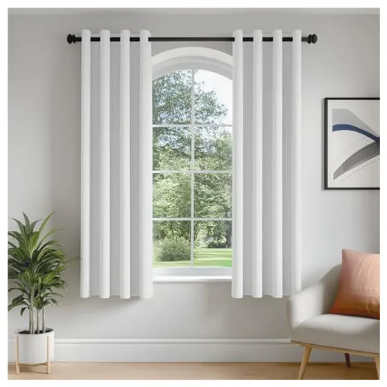 FMFUNCTEX 100% Blackout Curtains — White, Grommet