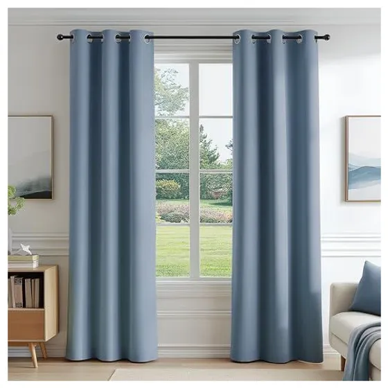 FMFUNCTEX 100% Blackout Curtains — Slate blue, Grommet