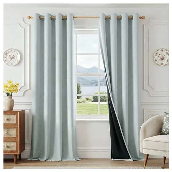 FMFUNCTEX 100% Blackout Curtains — Mist leaf, Grommet