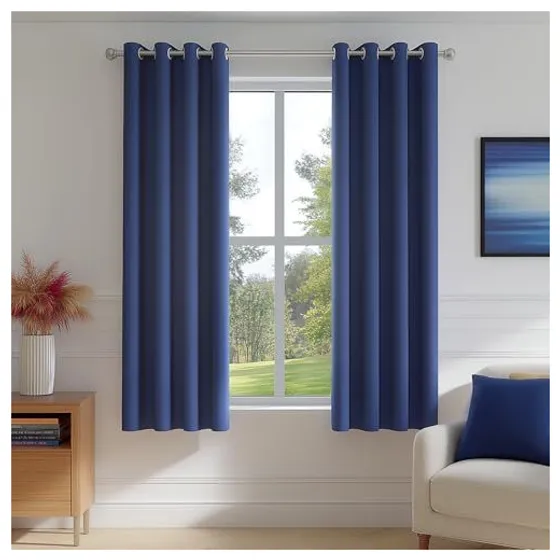 FMFUNCTEX 100% Blackout Curtains — Navy blue, Grommet