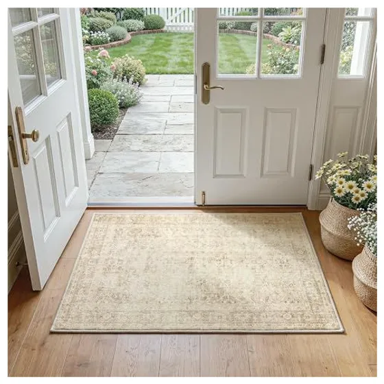 FMFUNCTEX Classic Neutral Washable Rug — Beige
